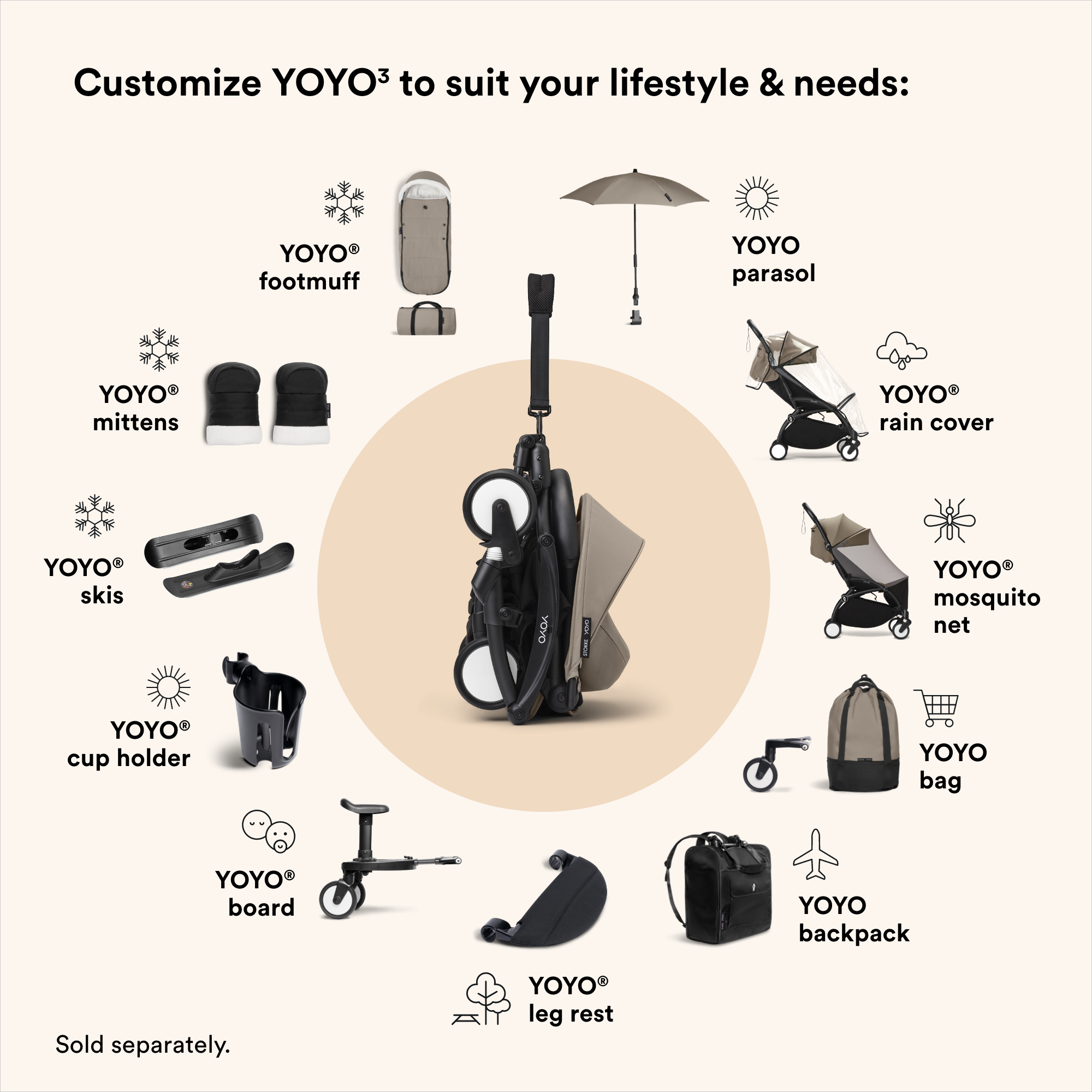 Stokke YOYO parasol - Taupe