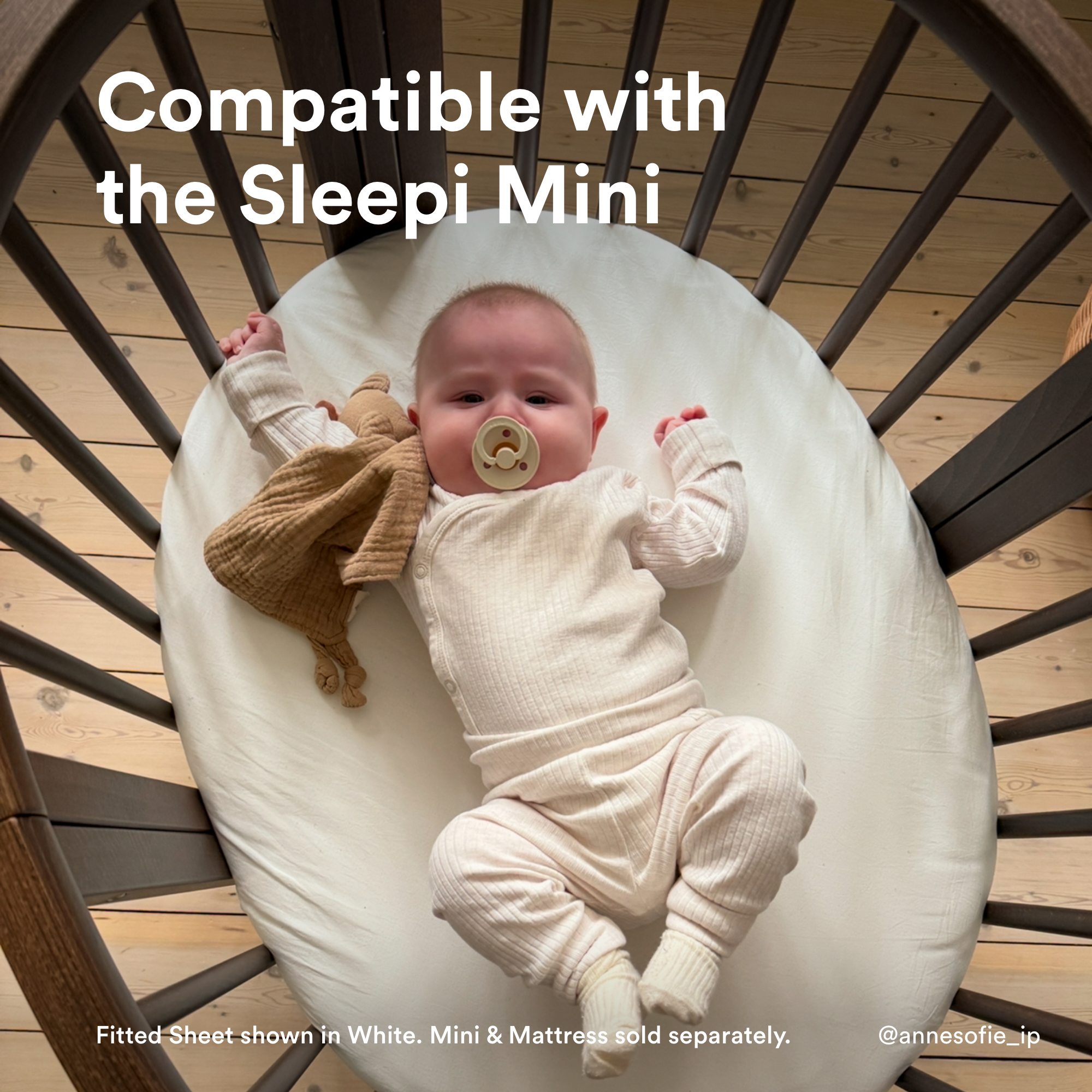 Sleepi Mini Fitted Sheet Flower Ecru